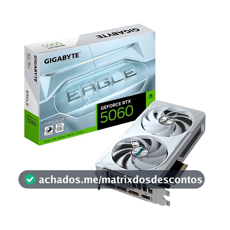 Placa De Vídeo Gigabyte Rtx 5060 Eagle Ice Oc 8gb Gdrr7 128b