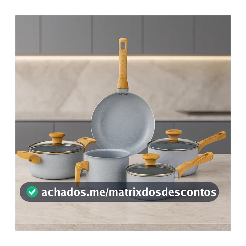 Jogo de Panelas 5 Peças Antiaderente Cerâmico Grafite Mimo Style - Conjunto Completo