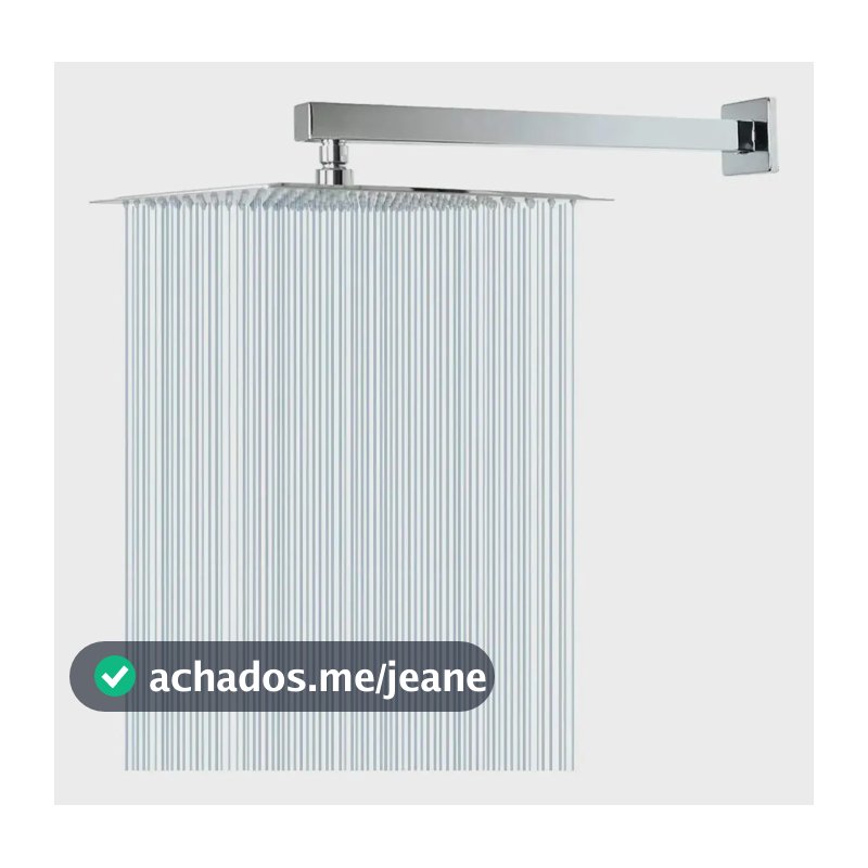 Chuveiro Ducha Quadrada Articulada Via Flix Dk-09 Banheiro Parede Aço Inox Cromado Prateado Brilhante Luxo Slim Cabeçote Móvel Alta Pressão Grande 20x20 Cm Moderno Premium Meta