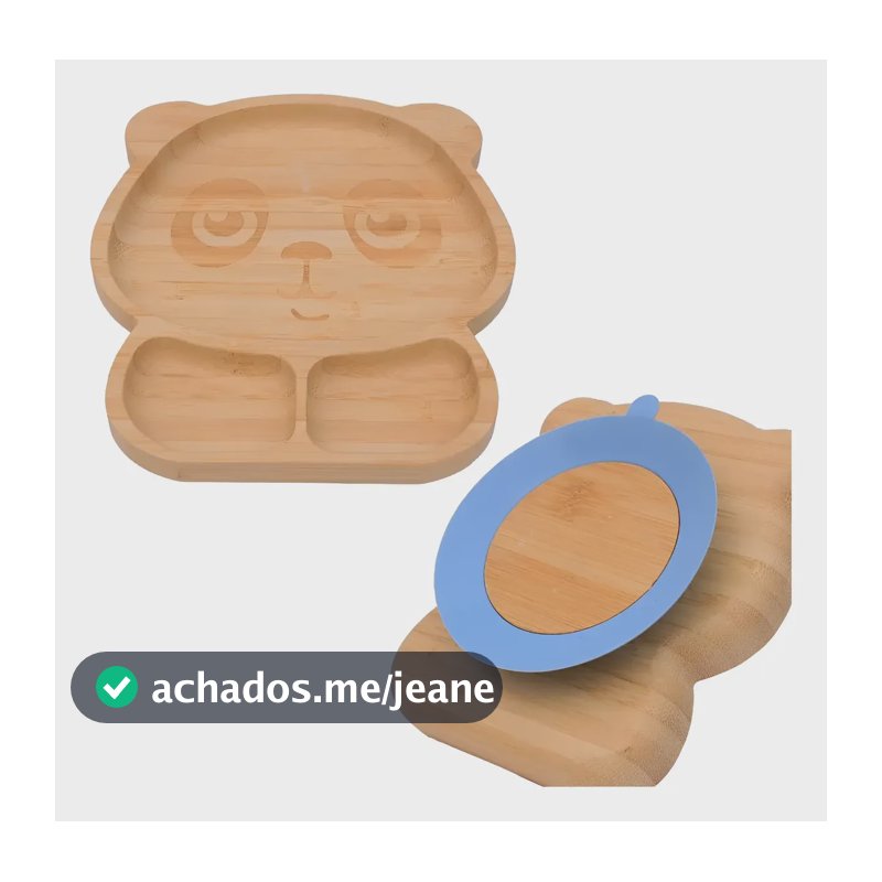 Prato Infantil Bebe C Divisórias Ventosa Urso Bambu
