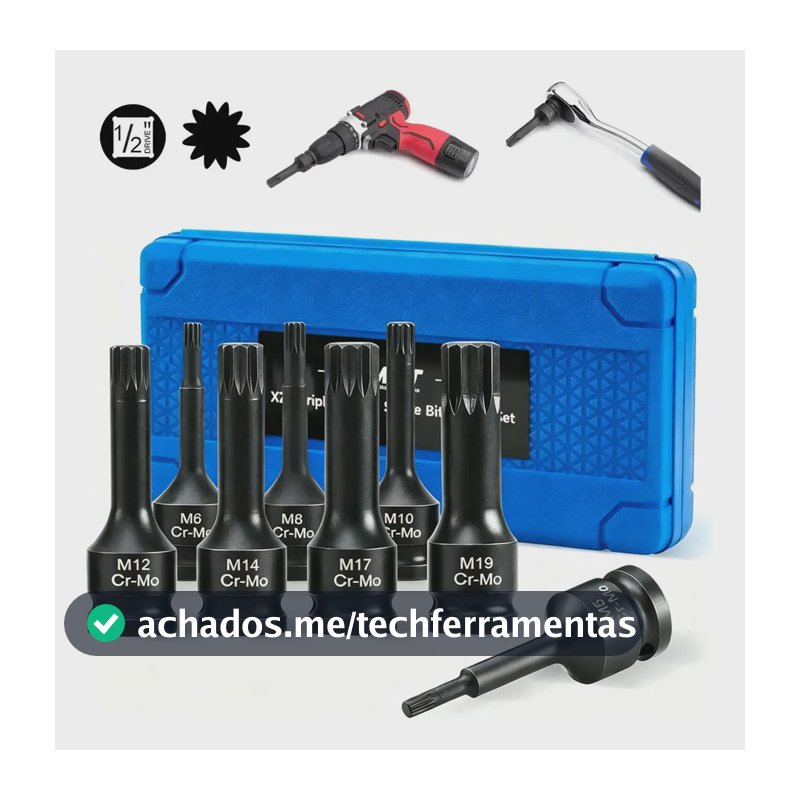 Kit Jogo De Soquete Impacto Torx T30 À T80 - 1/2'' 8 Peças Não Informado