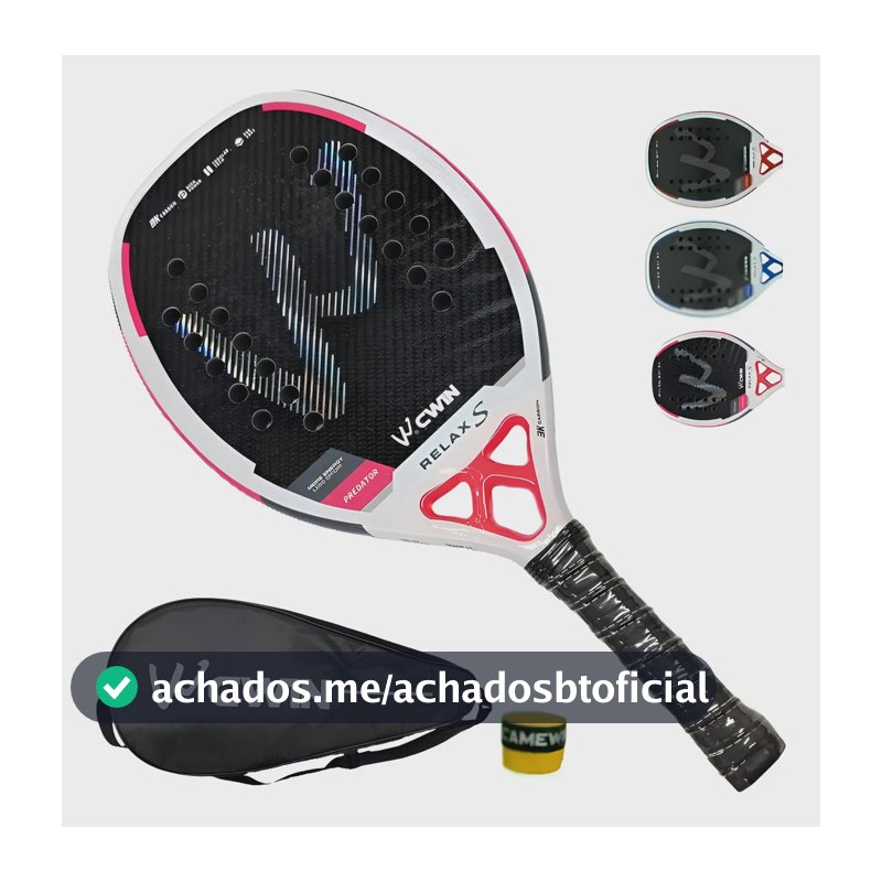 Raquete Beach Tennis Carbono 3k Camewin Edição Especial Rosa