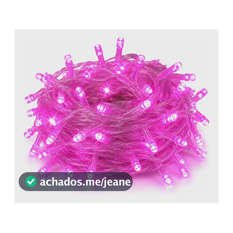 Pisca Pisca Led Rosa 100 Luzes 8 Funções Natal Decoração Rosa 127v