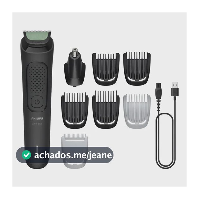 Aparador e Barbeador Elétrico All-in-One Série 3000 8 em 1 : Visual completo para rosto, cabelo e corpo | 60 min sem fio | Lâminas autoafiaveis de aço | Pontas arredondadas | MG3917/15
