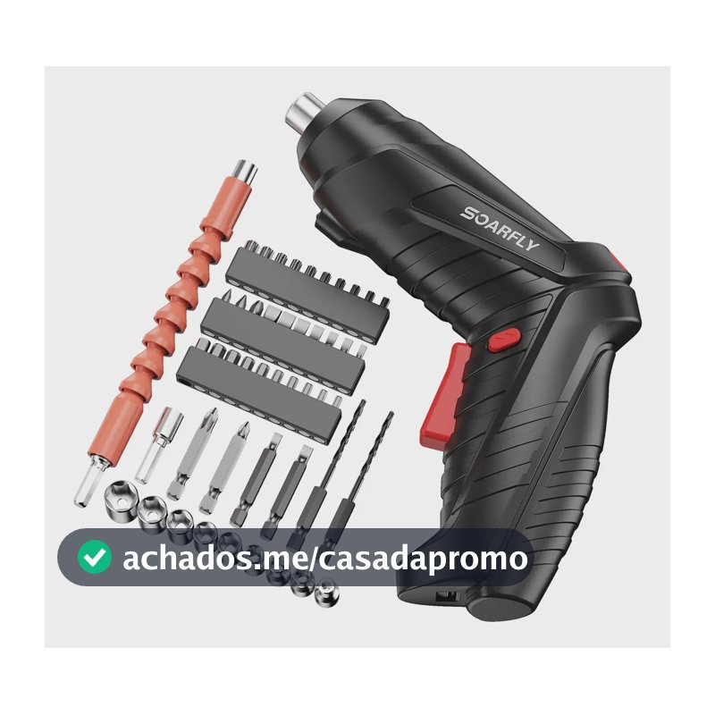 Mini Parafusadeira Furadeira Elétrica 46 Peças 2 Em 1 Preto 127/220v