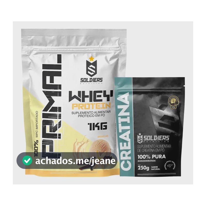 Kit: Whey Primal 1kg + Creatina 250g - Soldiers Nutrition Baunilha