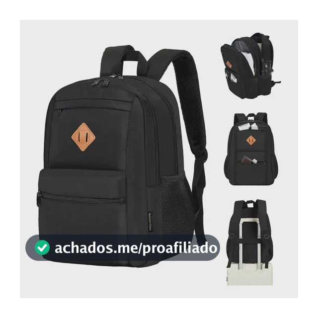 Mochila Notebook Impermeavel Escolar Reforçada Portátil Preto Poliéster