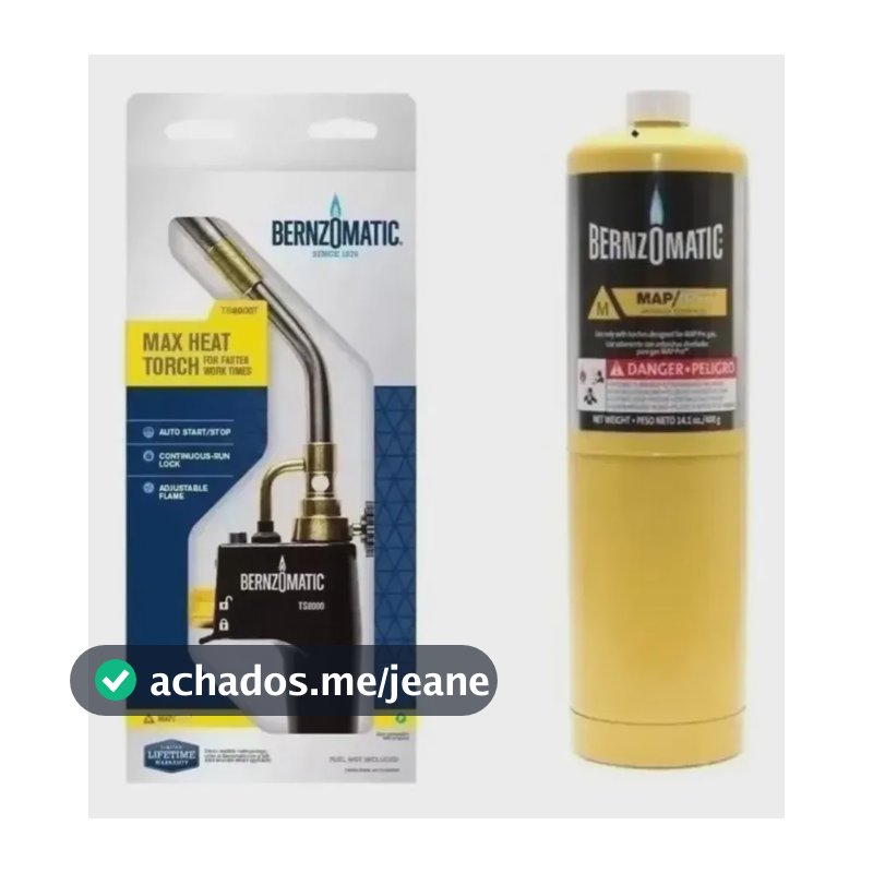 Maçarico Bernzomatic TS8000 Portátil com Refil MAPP 400g Chama Alta