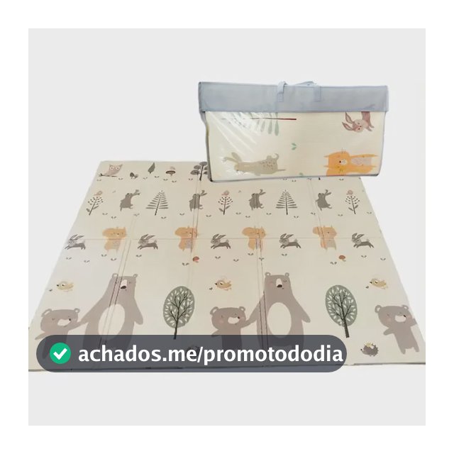 Tapete Tatame Infantil Emborrachado Dobrável Dupla Face 6mm Bege Urso