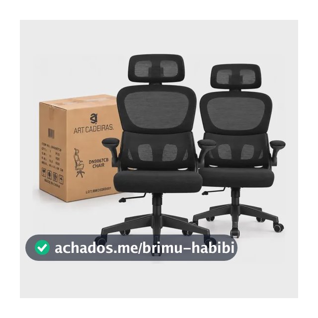 Kit 2 Cadeiras De Escritório Ergonômica Suporte Lombar Nr17 Preto Espuma De Alta Densidade