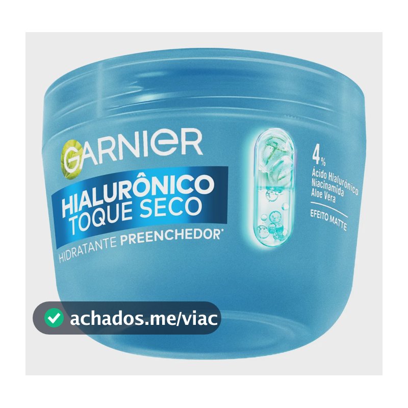 Gel Creme Hidratante Facial Hialurônico Toque Seco com Ácido Hialurônico, Niacinamida e Aloe Vera, Peles Mistas e Oleosas, 85g