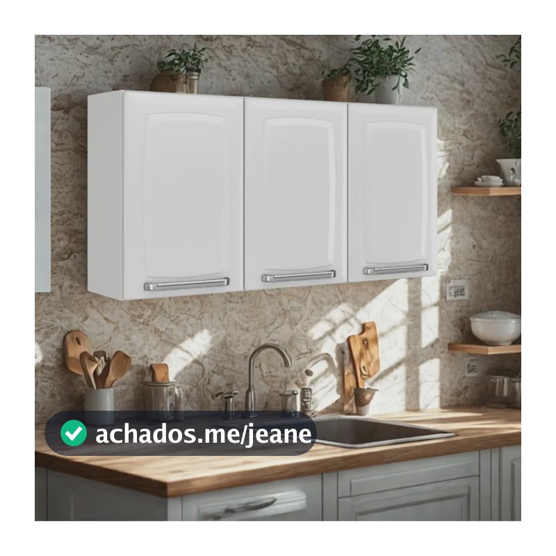 Armário Aéreo Itatiaia Luce Branco Aço 3 Portas Cozinha/Lavanderia
