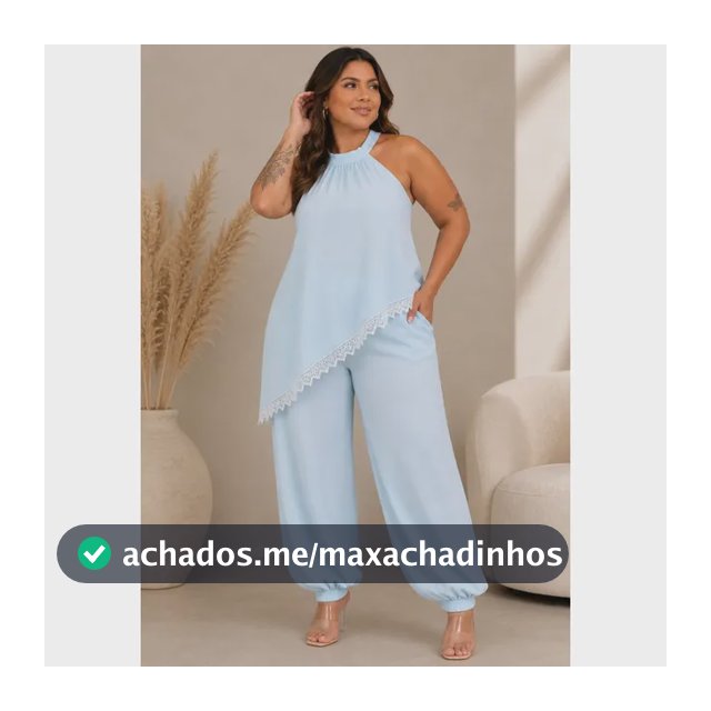 Conjunto Plus Size Feminino Blusa Assimétrica E Calça Aladim Azul-claro 46