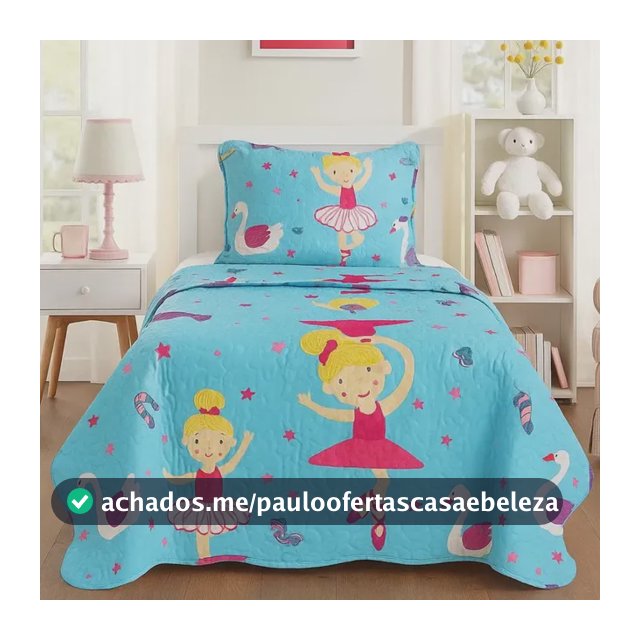Colcha Solteiro Cobre Leito Infantil Kit 2 Pçs Menino Menina Bailarina