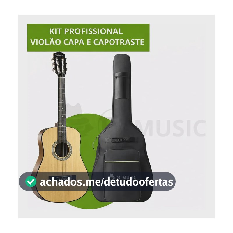 Violão Acústico Iniciante DC Music DC39 Completo c/ Capa e Capotraste