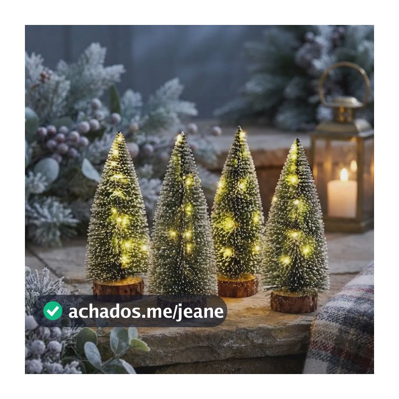 Mini Pinheiro Árvore De Natal 20cm 10 Leds Branco Quente Verde