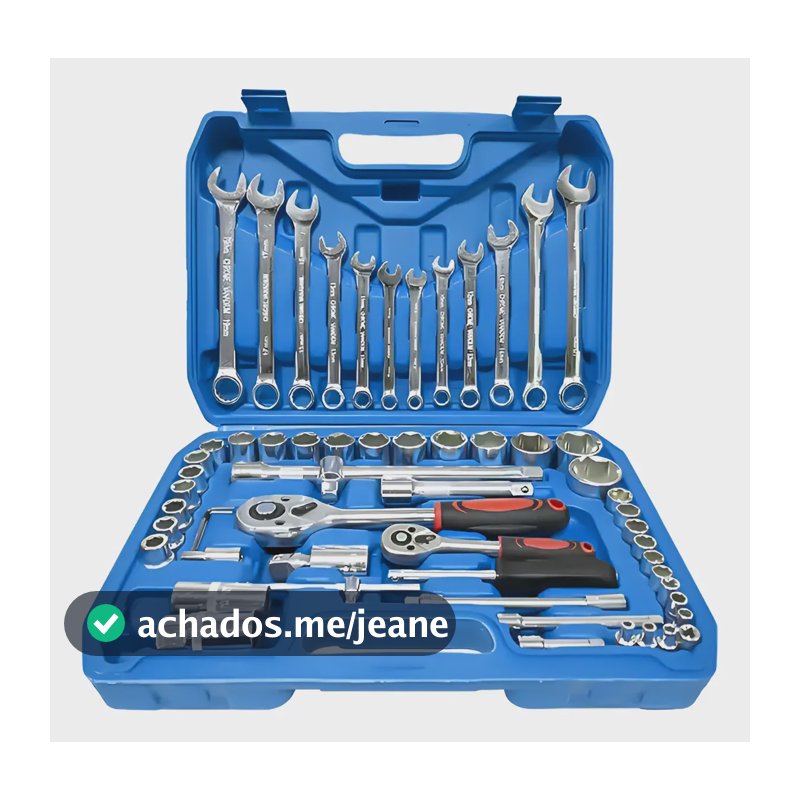 Jogo Soquete Chave Combinada Catraca Kit 61 Pcs Com Maleta Cinza-escuro