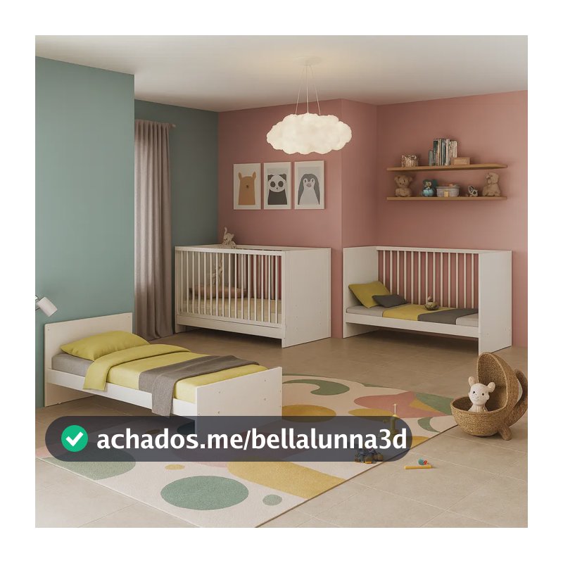 Berço 3 em 1 com Colchão Incluso Multimóveis MP0527GC Branco