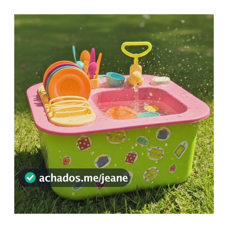 Pia De Cozinha Sai Agua Infantil Acqua Brink 22 Acessórios Verde/rosa