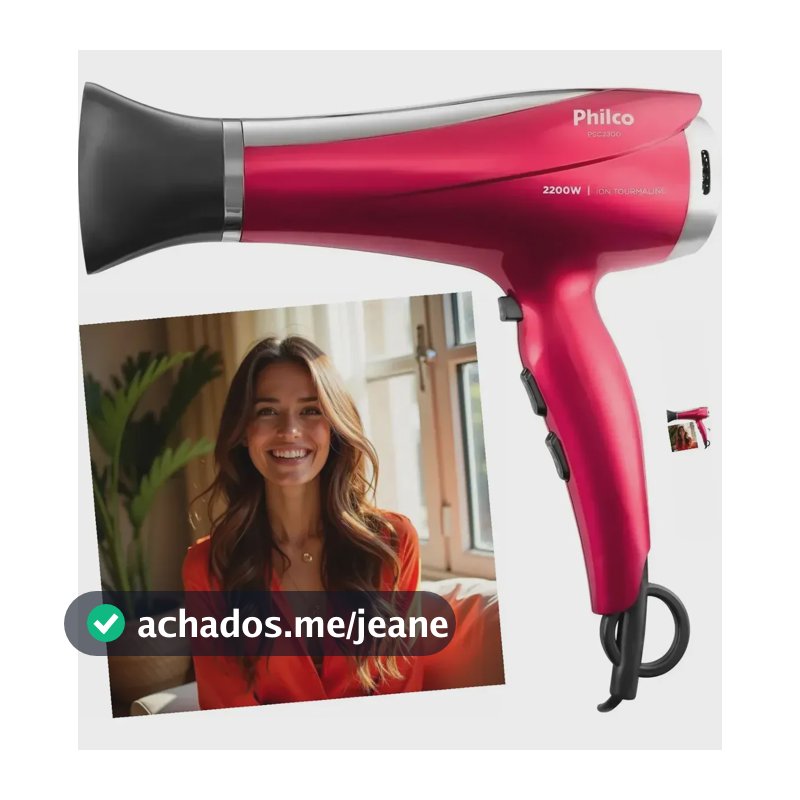 Secador De Cabelos 2200w Psc2300 Motor Dc Philco Vermelho Com Tecnologia Íons Tourmaline - Secagem rápida e eficiente