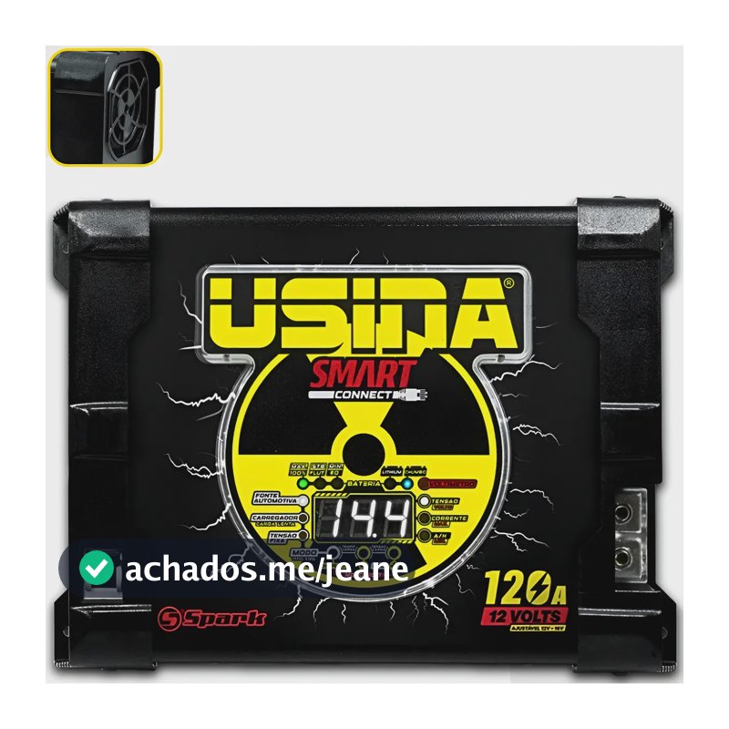 Fonte Automotiva Usina 120a C/ Voltimetro Bivolt + Brindes Preto