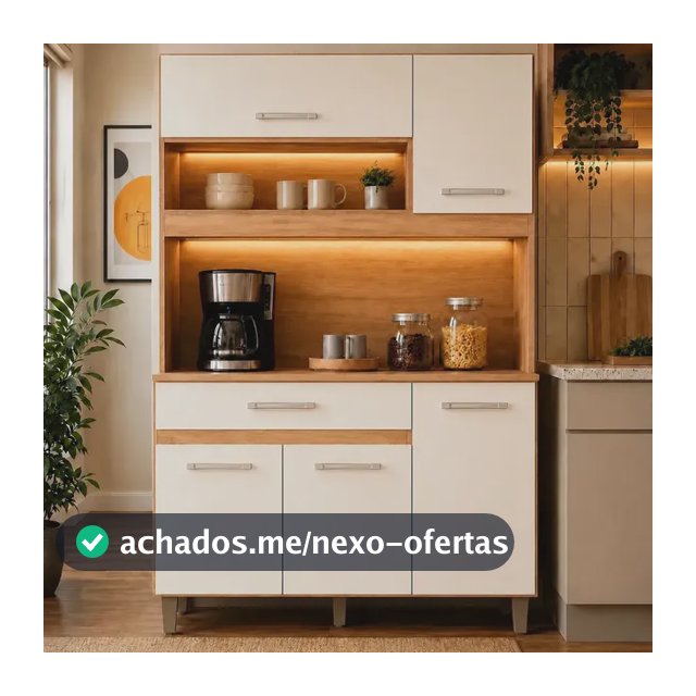 Armário de Cozinha Compacto Magazin com 5 Portas e 1 Gaveta Multiuso Freijó/Off White