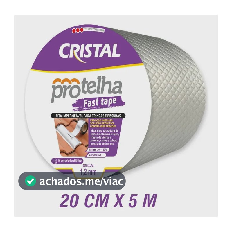 Fita Adesiva Aluminizada P/ Telhado 20x5m Fast Tape Cristal Prateado Geométrico