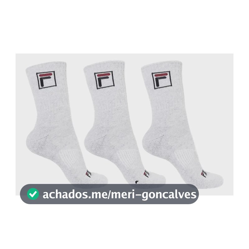 Kit Tripack Meia Fila Cano Alto Fbox Masculina Branca Meias Brancas Logo 39-43