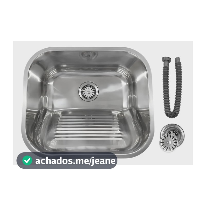 Tanque Cuba Lavanderia Aço Inox 304 Polido Com Ralo Sifão Flexível 34x40 Área de Serviço Stillus Home