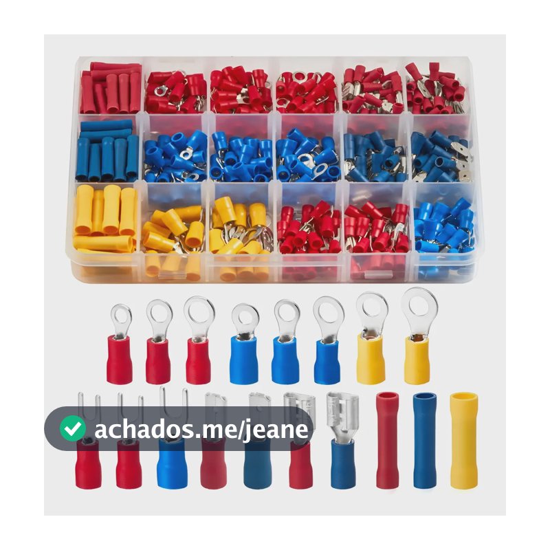 Kit Terminal Elétrico Pré-isolado Conector Olhal Garfo Luva 295pçs