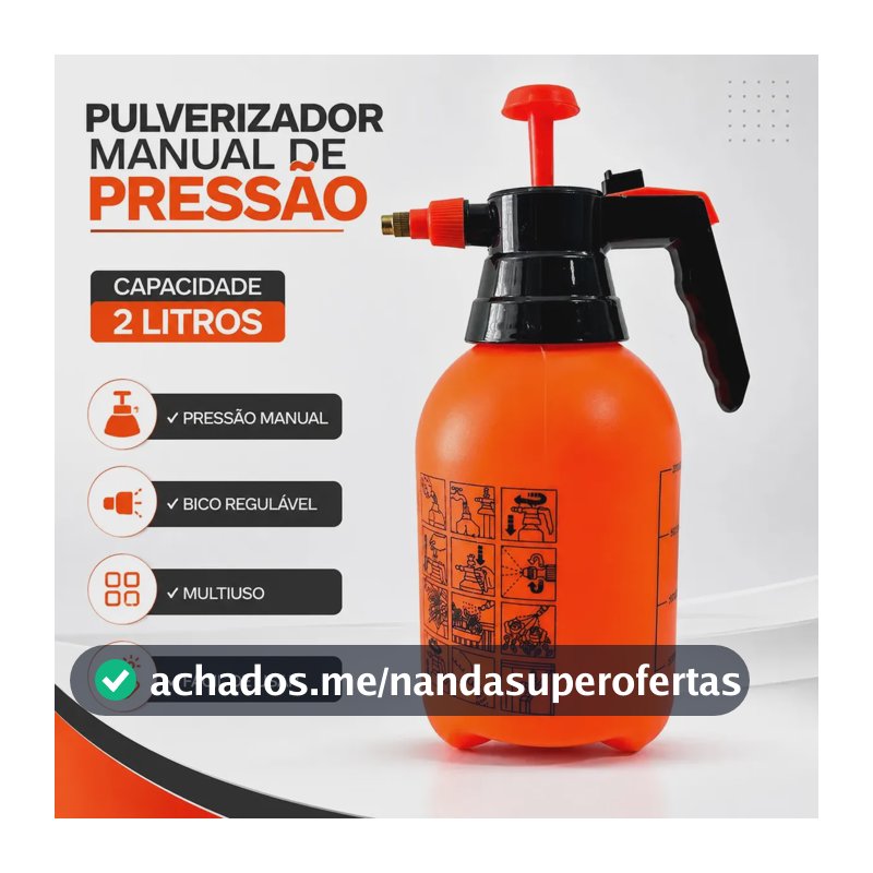 Pulverizador Manual 2l C/ Bico Ajustável Válvula De Segurança - Jhamba