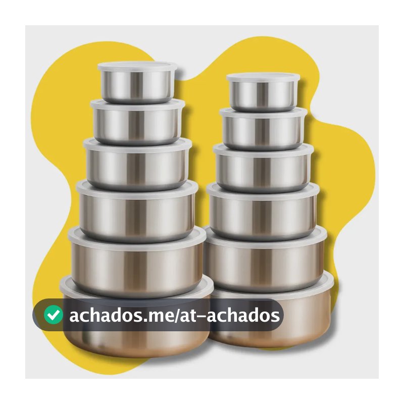 10 Jogo Conjunto Potes Com Tampa Hermetico Em Aço Inox Cinza