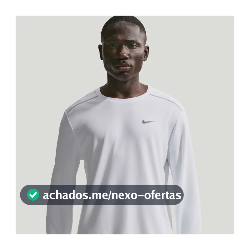 Camiseta Dri-fit Nike Manga Longa Uv Miler Masculina Branco Ggg