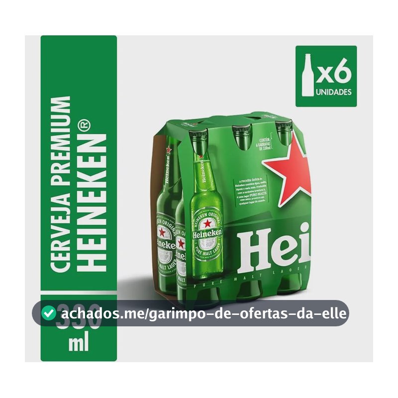 Cerveja Heineken Premium Garrafa 6 Long Neck 330ml