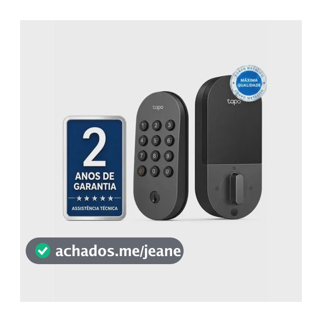 TP-Link Tapo DL100 Fechadura Digital Inteligente Wi-Fi com Até 200 Senhas, Acesso Remoto pelo Aplicativo, Travamento Automático, 2 Chaves de Reserva, Bateria de Até 7 Meses e IP54