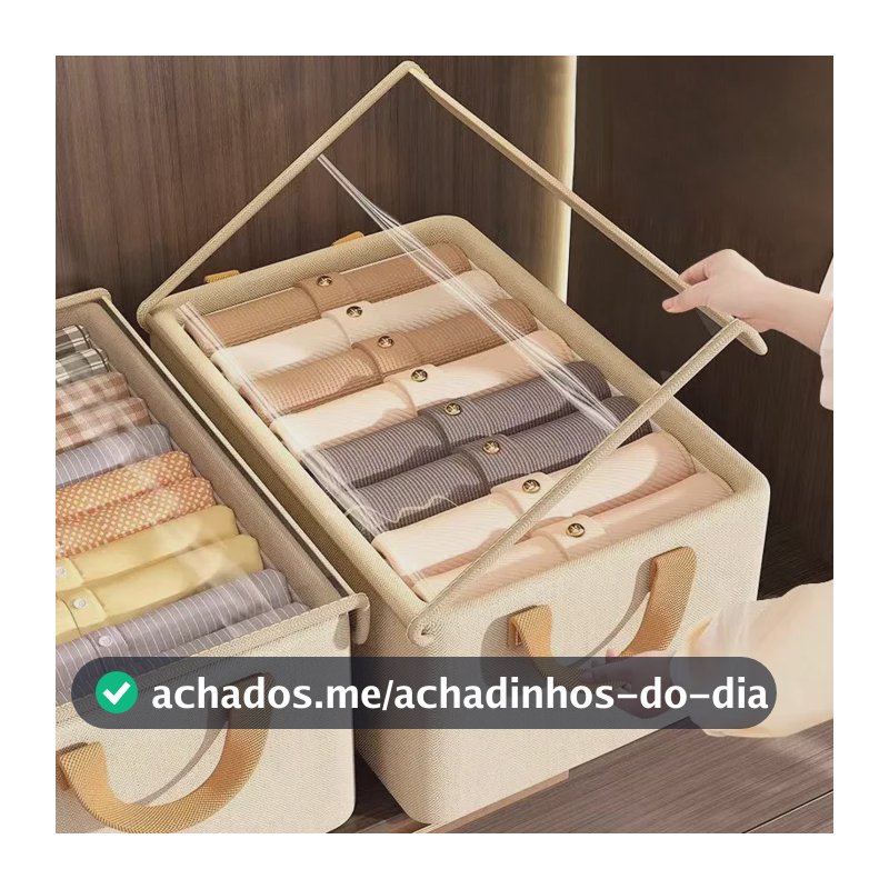Kit 3 Caixa Organizadora Dobrável Com Tampa Bege