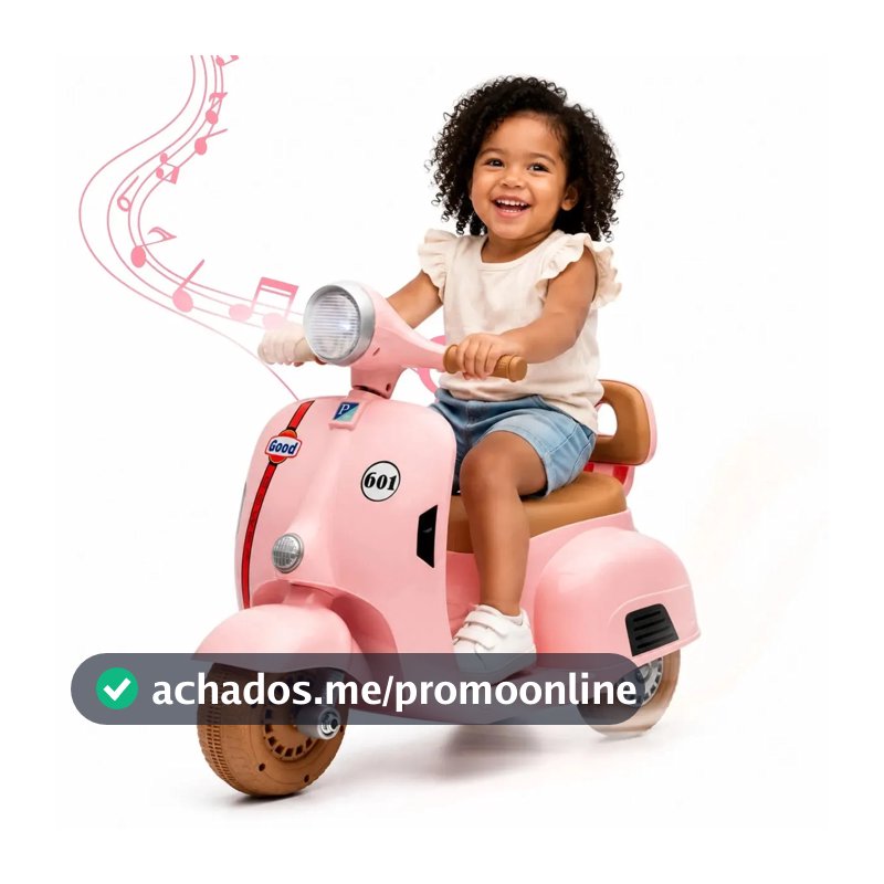 Moto Elétrica Infantil Scooter 6v Recarregável Com Luz E Som Rosa