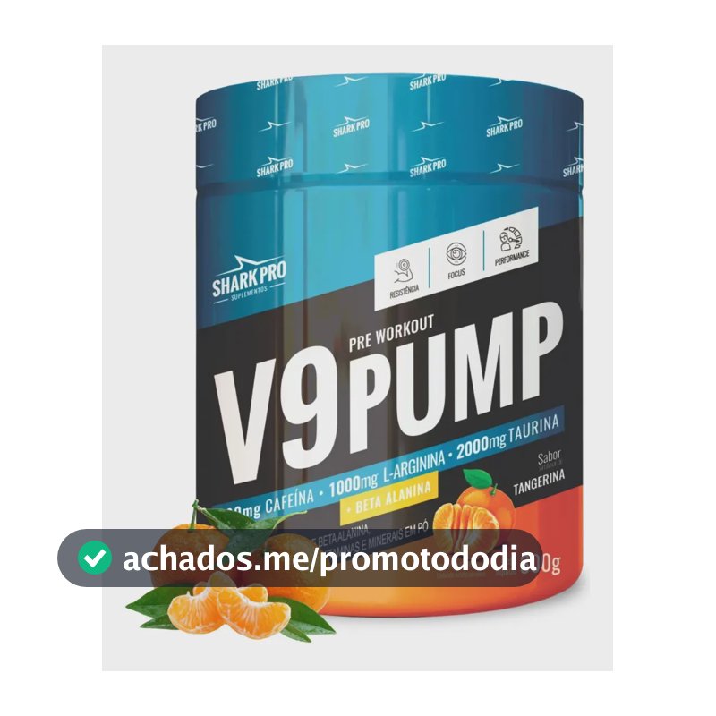 Pré Treino Shark Pro Tangerina 300g V9 Pump Energia e Força