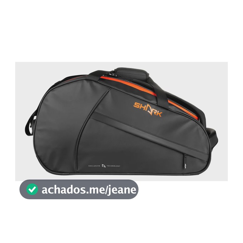 Raqueteira Shark Ultimate Para Beach Tennis e Padel - Preta Com Laranja