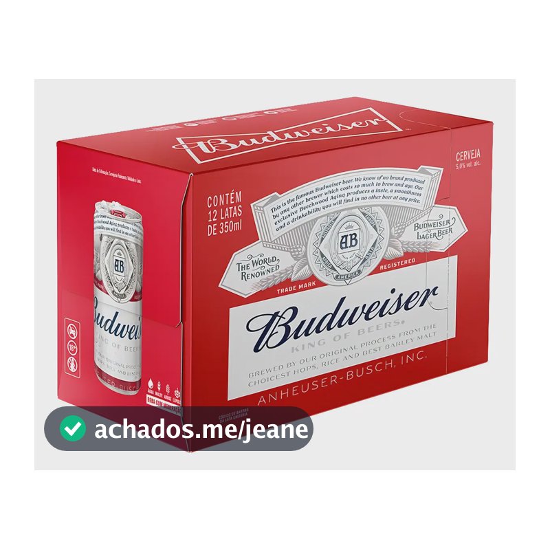 Pack Cerveja Budweiser Lager americana clara lata 350ml - 12 unidades