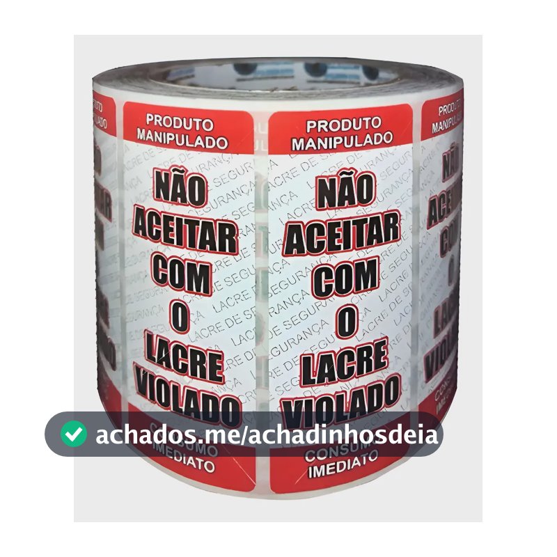 Etiqueta Lacre Segurança P/ Delivery Alimentos 1000 Unidades Vermelho/preto
