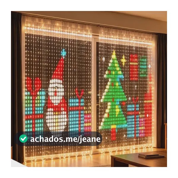 Cortina Led Pisca Natal Decoração Luzes Natalinas Festa 2.4m2.4 256led