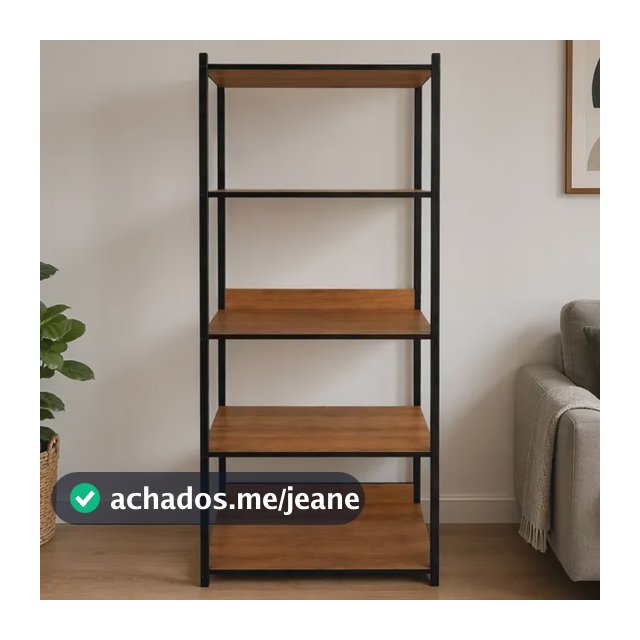 Estante Para Livros Industrial 63cm Mdp Metalon 5 Andares Marrom-claro