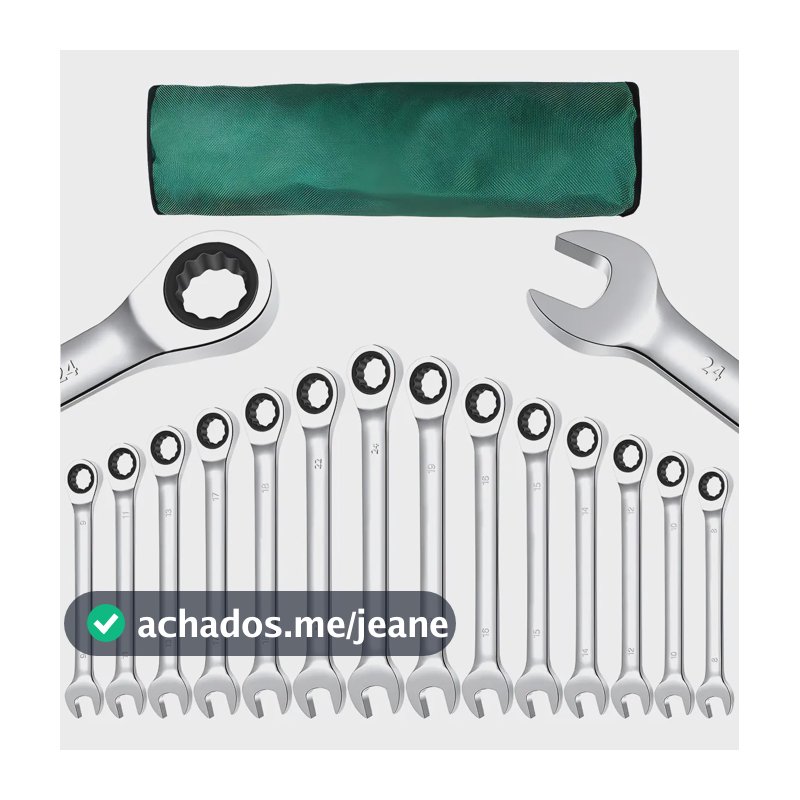 Jogo De Chave Combinado Esquadro E De Catraca 14 Pcs 8-24mm Branco
