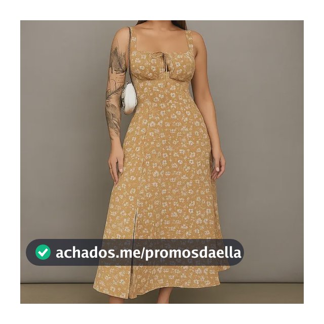Vestido Midi Floral Feminino Com Fenda Lateral E Laço