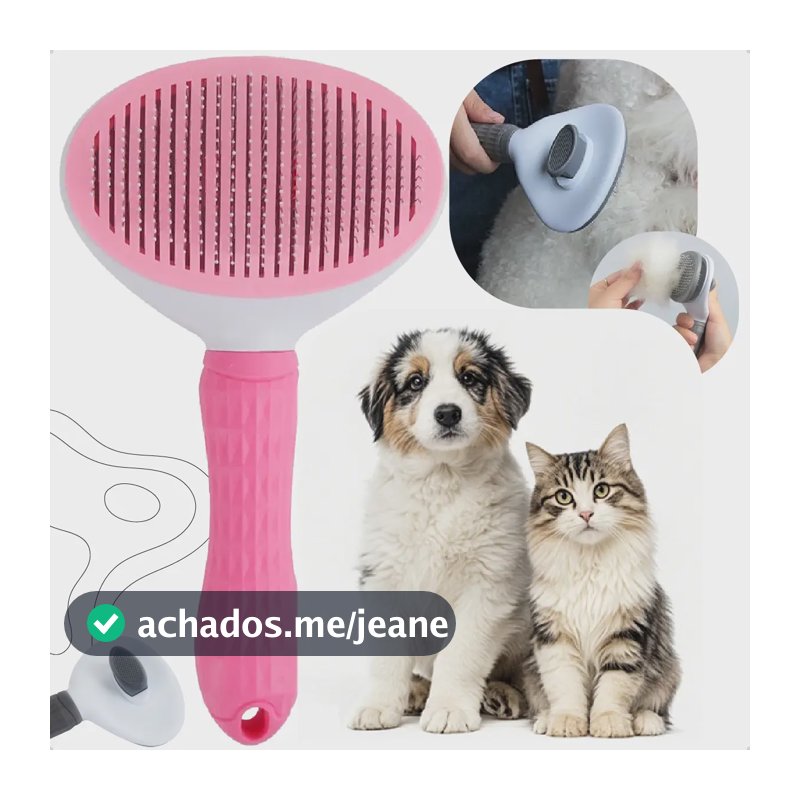 Escova Removedora De Pelos Pet Gato Cão Automatica Rasqueadeira Cor Rosa Homeroarte