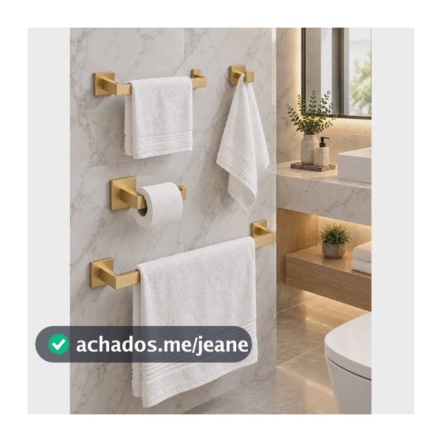Kit Com 4 Acessórios Banheiro Dourado Elegante Aço Inox 304 Dourado