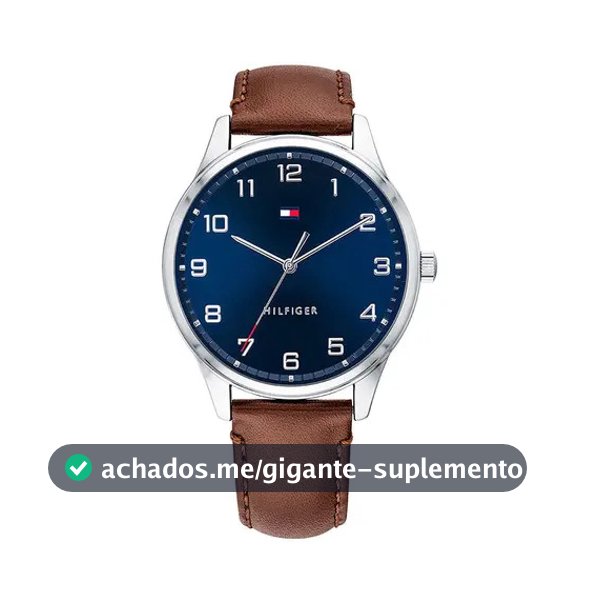 Relógio Tommy Hilfiger 1791659 Cor de malha original: cor de moldura marrom, cor de fundo prateada, cor de fundo azul