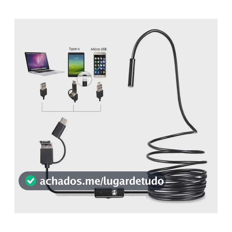 Câmera Sonda Endoscópica Android Prova Água Foto Inspeção 5m