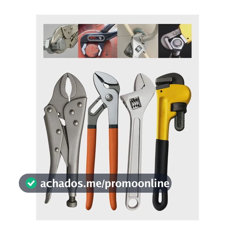Kit Ferramenta Chave Inglesa Alicate Pressão Bomba Grifo Prateado